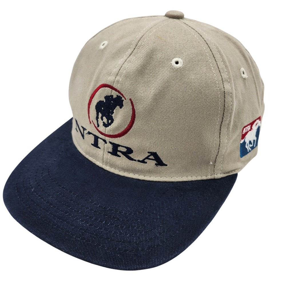 National Thoroughbred Racing Assoc. NTRA Baseball Cap Tan‎ Blue Embroidered Logo